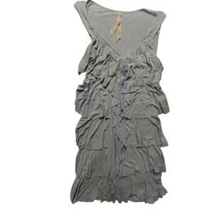 Ruffled Sleeveless Dress Tiered Casual Made in USA‎ Gray Size M